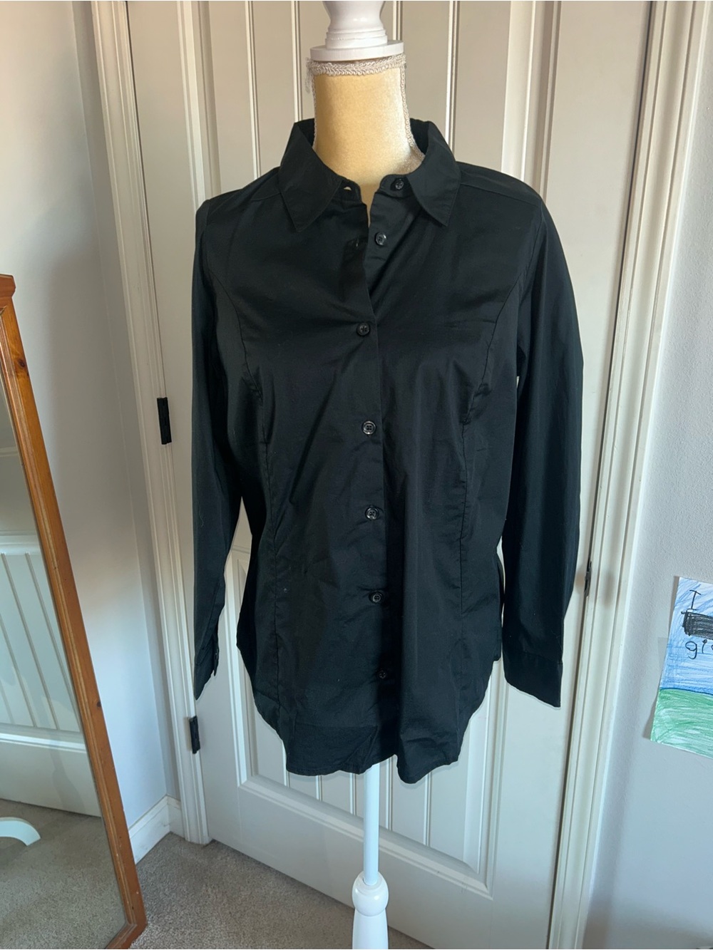 NEW Jessica London Black Fitted Button-Front Shirt Sz 14W
